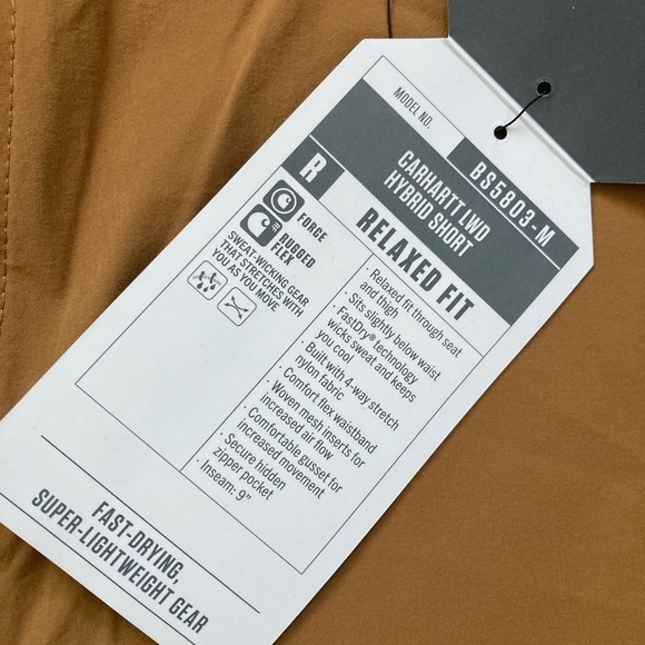Carhartt LWD Hybrid Shorts NWT Gorpcore Size 42 Carhartt Brown UPF 50 - Picture 8 of 12
